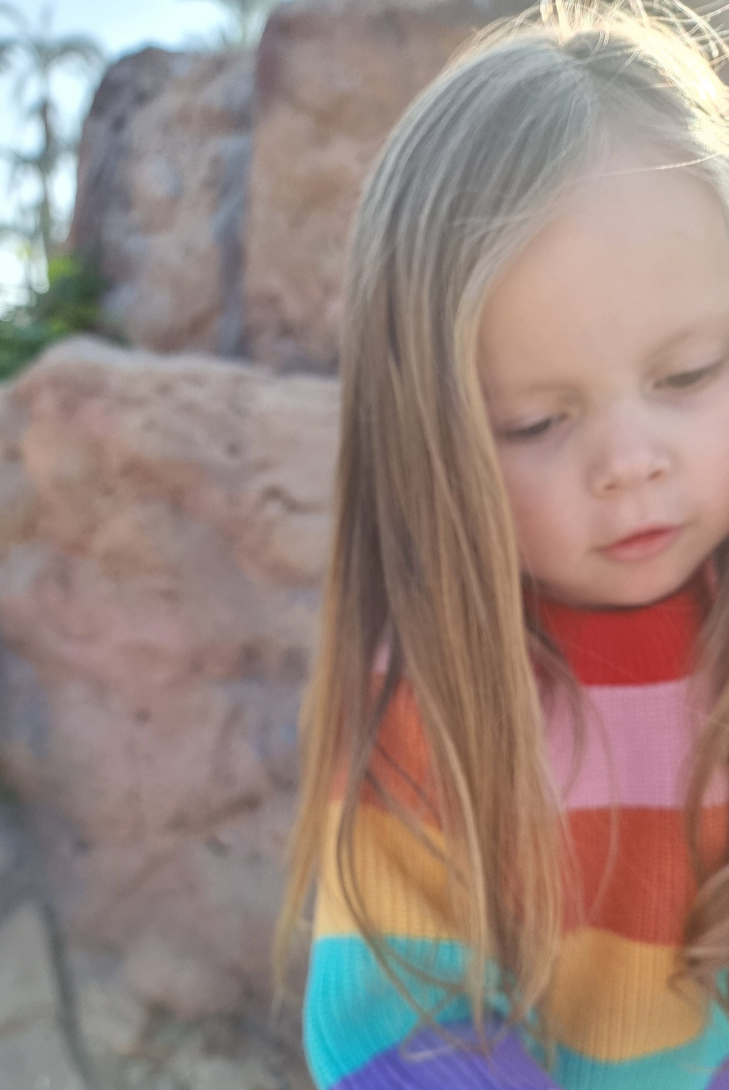 Kids' chunky knit rainbow sweater