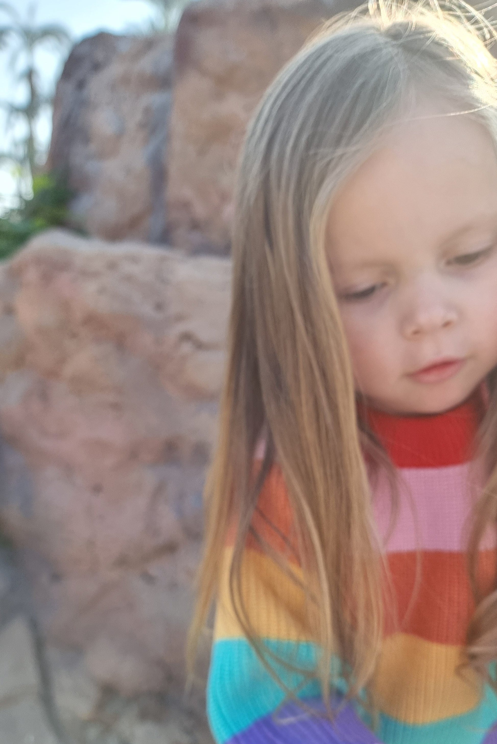 Kids' chunky knit rainbow sweater