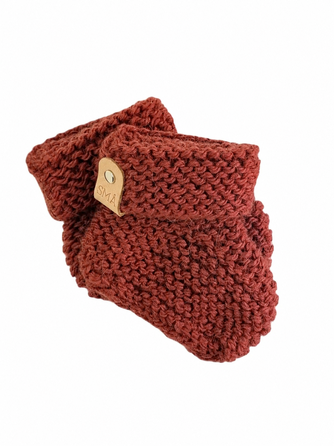 Hand Knitted Baby Booties | Rust