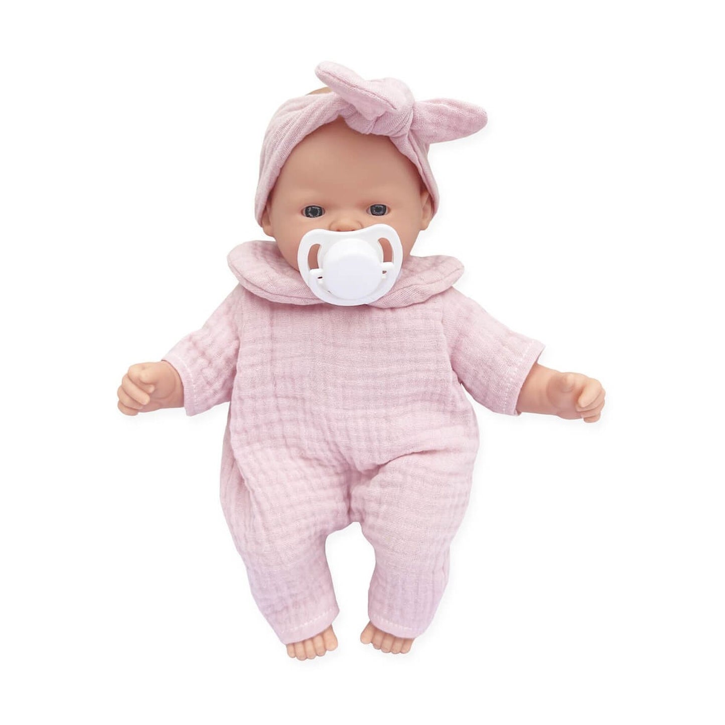 Pink baby doll with dummy