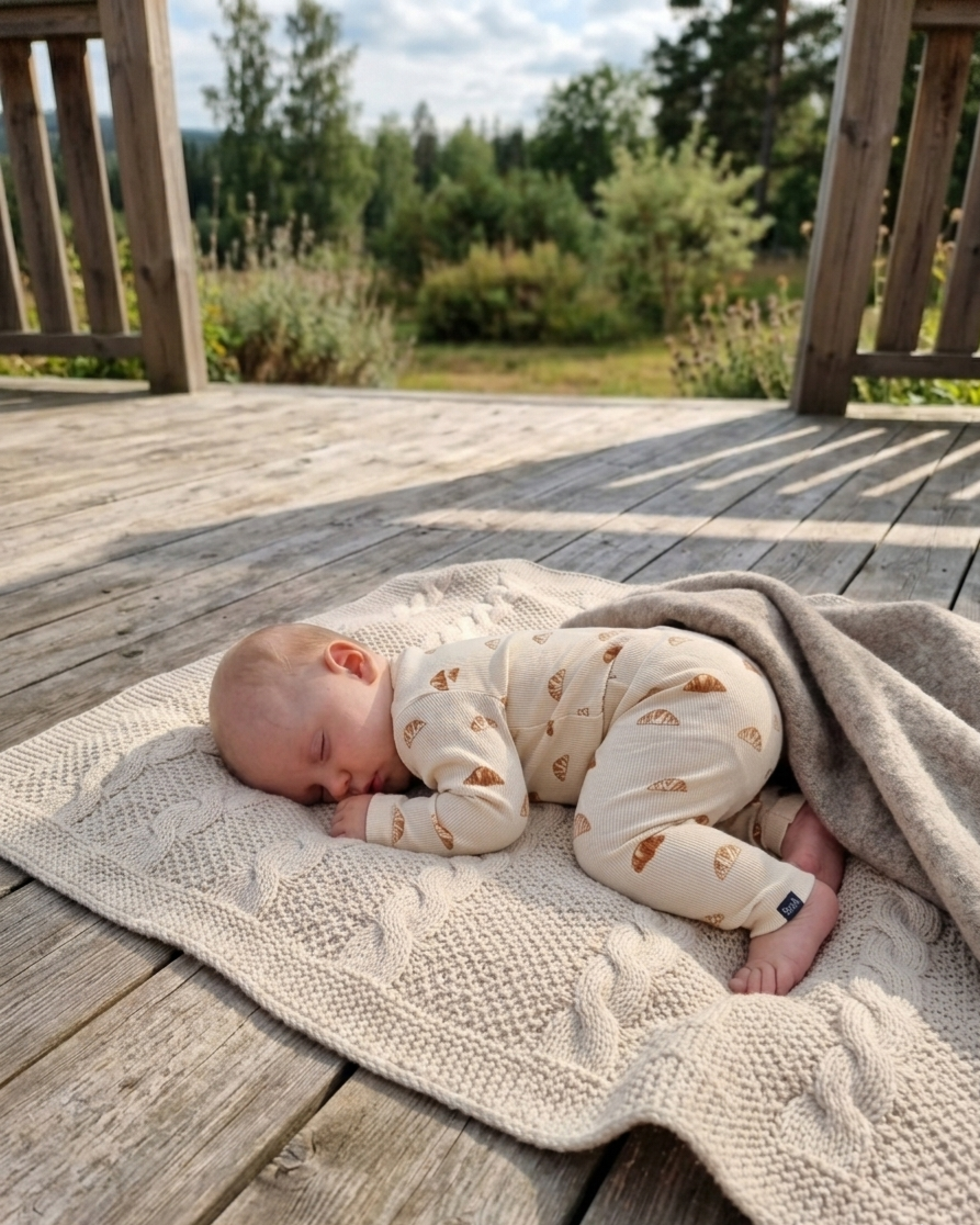 Babys' long sleeve organic CROISSANT bodysuit