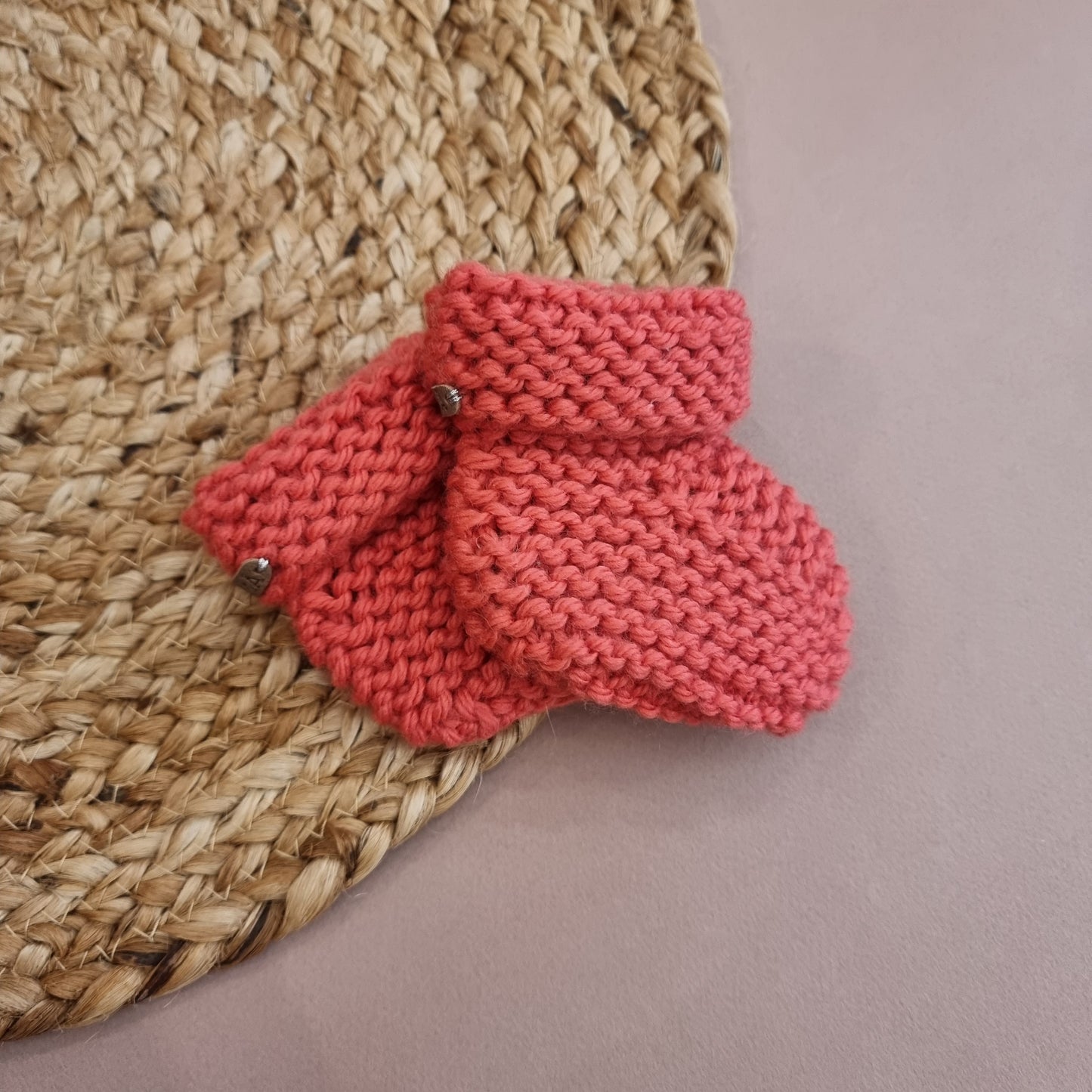 CHUBBY hand knitted booties - coral