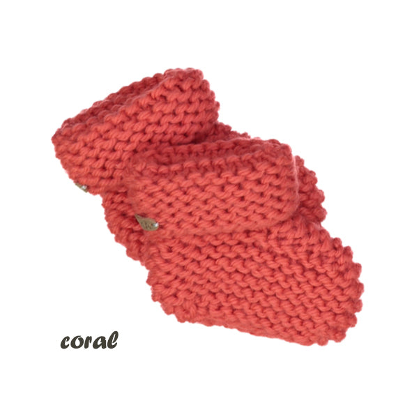 CHUBBY hand knitted booties - coral