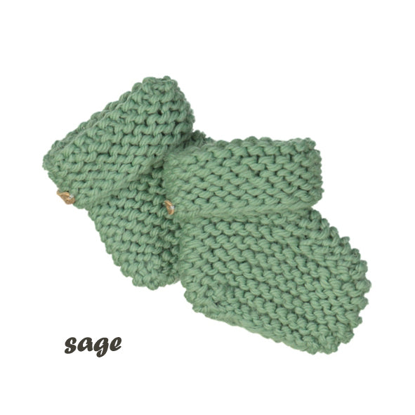 CHUBBY hand knitted booties - sage