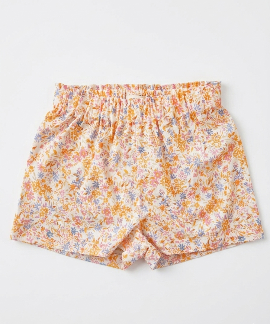 Light Floral Cotton Poplin Shorts for Kids | Handmade in Paris