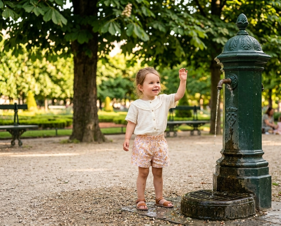 Light Floral Cotton Poplin Shorts for Kids | Handmade in Paris