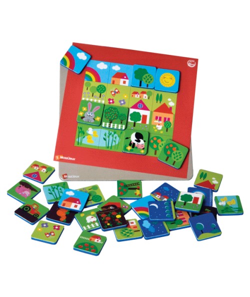 Ma Petite Ferme Mosa'Jeux Magnetic Puzzle by SEPP - French Language Farm Mosaic Toy for Kids 3+