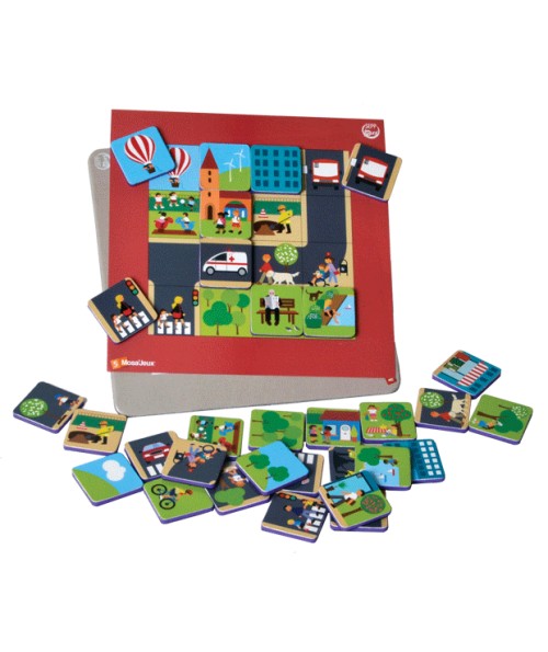 Ma Petite Ville Mosa'Jeux Magnetic Puzzle by SEPP - French Language City Mosaic Toy for Kids 3+