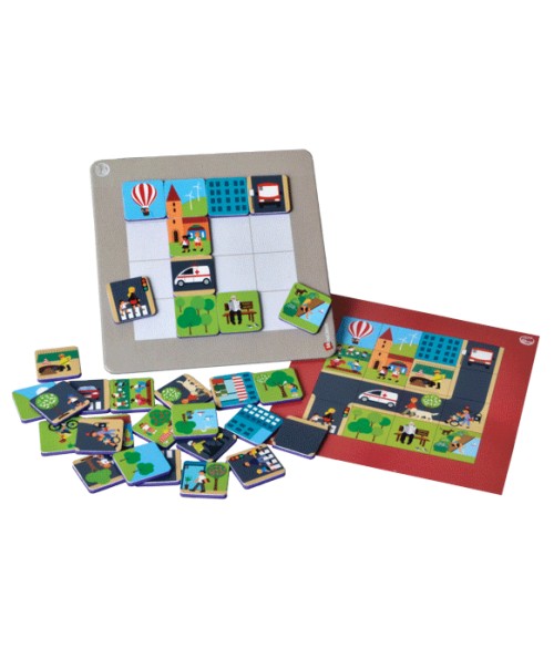 Ma Petite Ville Mosa'Jeux Magnetic Puzzle by SEPP - French Language City Mosaic Toy for Kids 3+