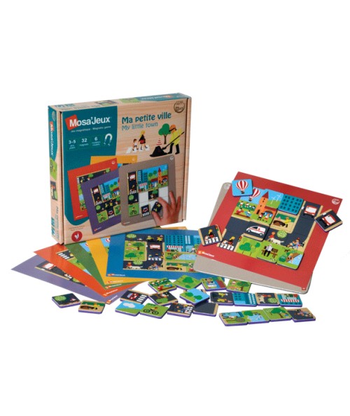 Ma Petite Ville Mosa'Jeux Magnetic Puzzle by SEPP - French Language City Mosaic Toy for Kids 3+