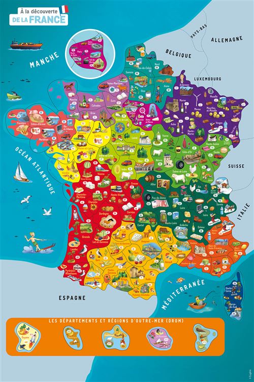 À la Découverte de la France Magnetic Toy - French Language Educational France Map Kit for Kids 6+