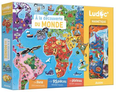 À la Découverte du Monde Magnetic Toy - French Language Educational World Map Puzzle for Kids 6+