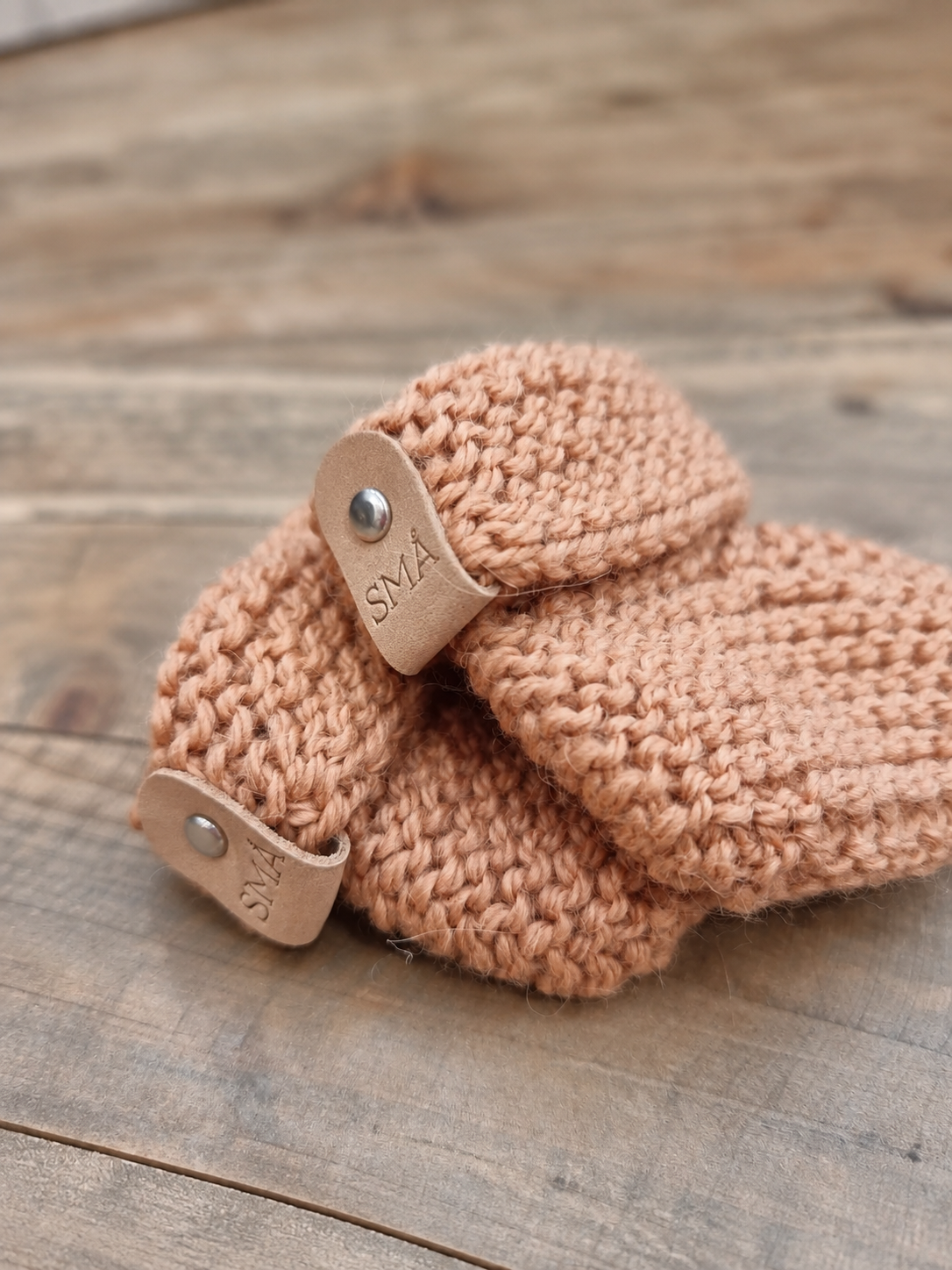 Hand Knitted Baby Booties | Apricot