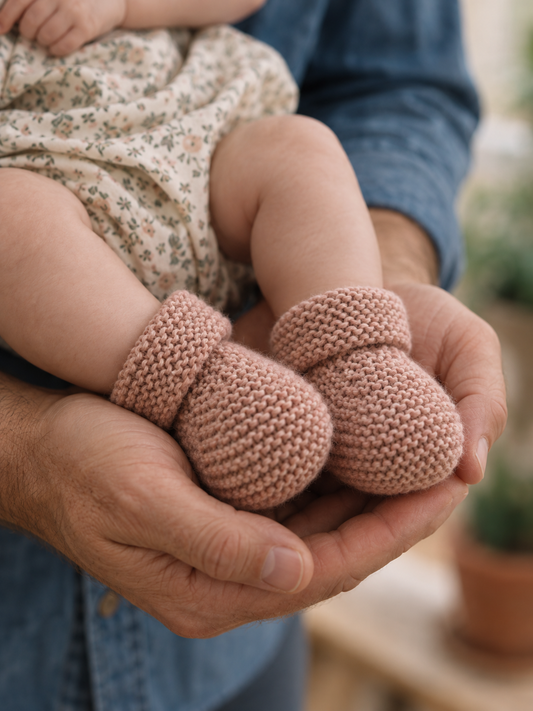 Hand Knitted Baby Booties | Apricot