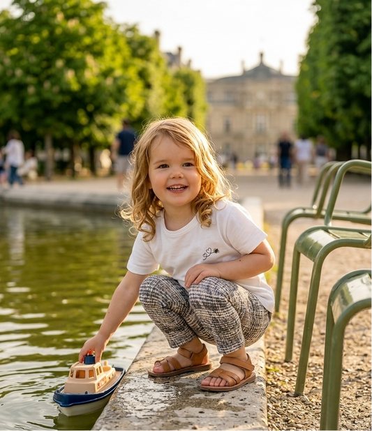 Bee Embroidered Cotton Tee for Kids | Handmade in Paris