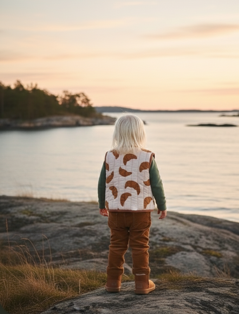 Croissant Dreams Quilted Vest in Organic Cotton Muslin