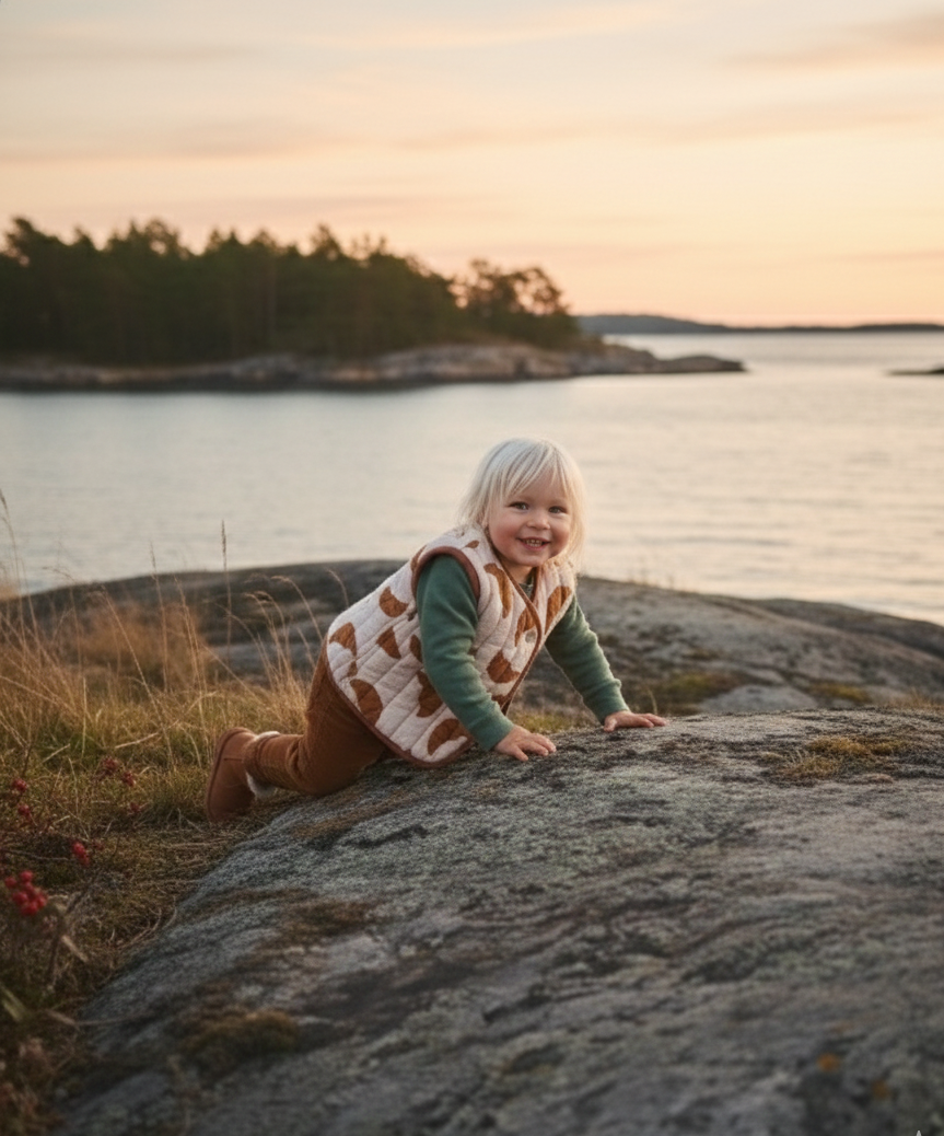 Croissant Dreams Quilted Vest in Organic Cotton Muslin