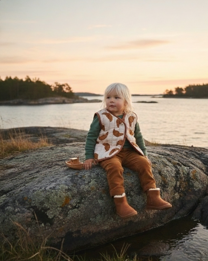 Croissant Dreams Quilted Vest in Organic Cotton Muslin