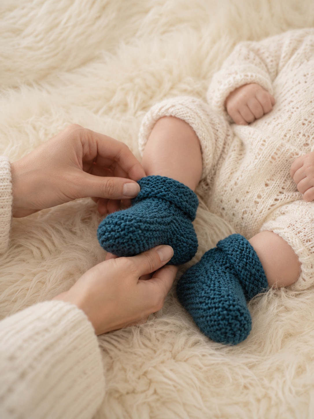 Hand Knitted Baby Booties | Dark teal