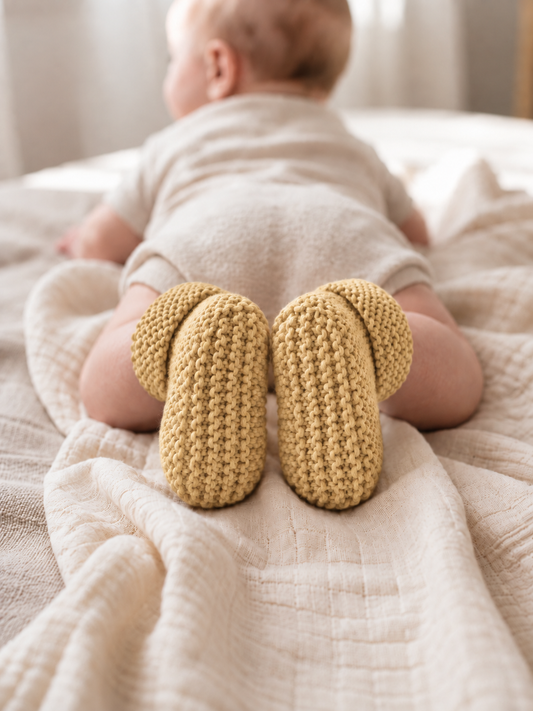 Hand Knitted Baby Booties | Dijon