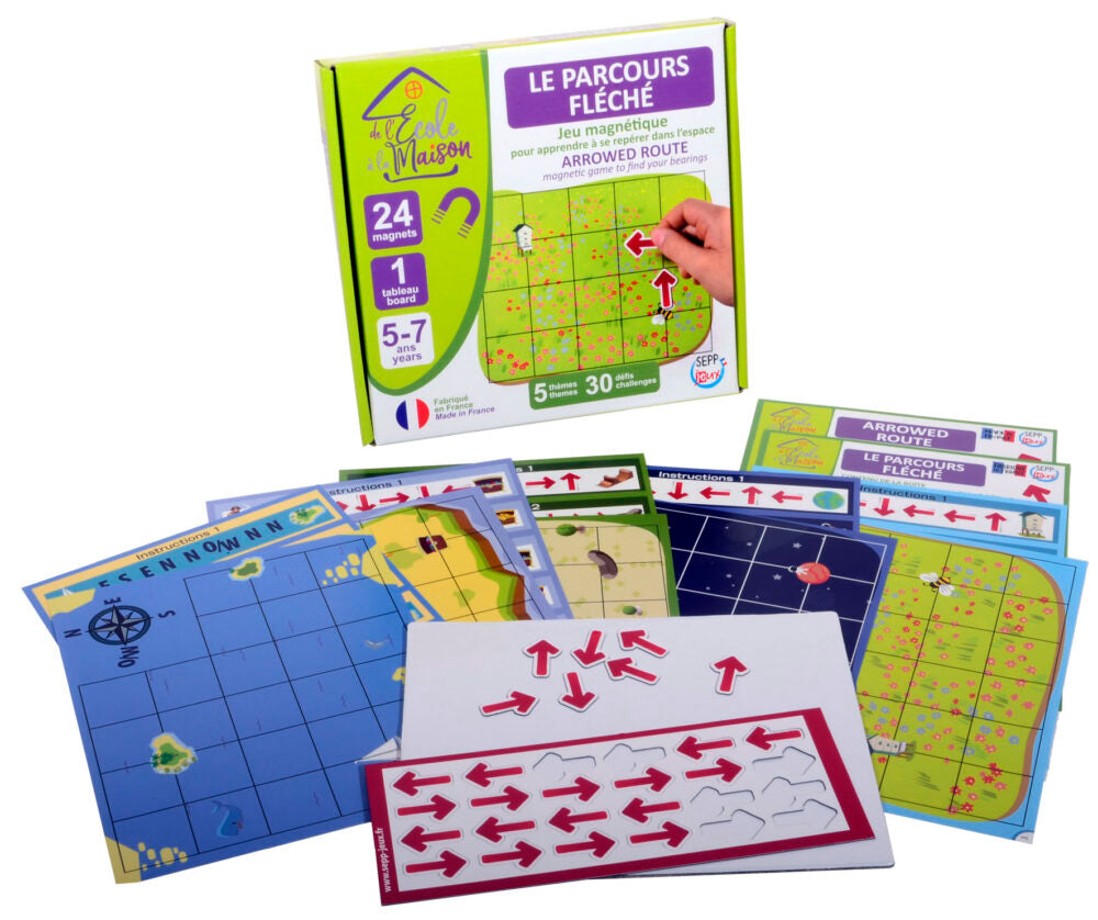 Le Parcours Fléché Magnetic Game by SEPP - French Language Spatial Orientation Toy for Kids 5-7