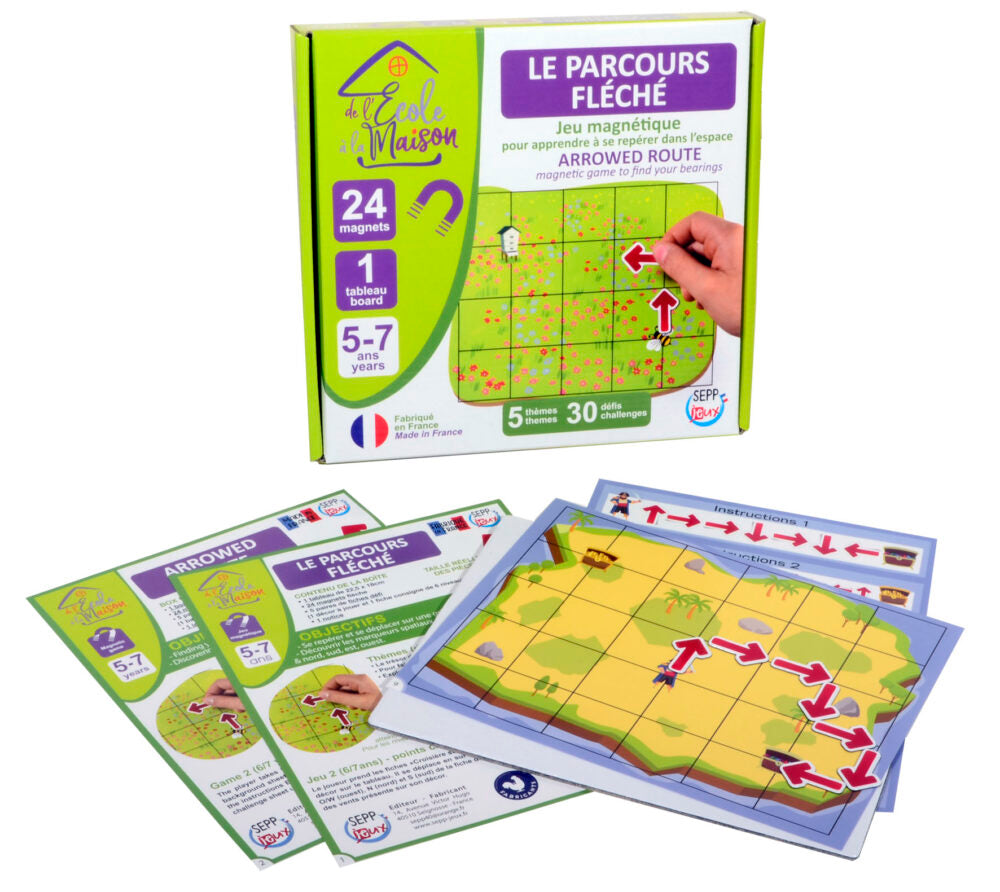 Le Parcours Fléché Magnetic Game by SEPP - French Language Spatial Orientation Toy for Kids 5-7