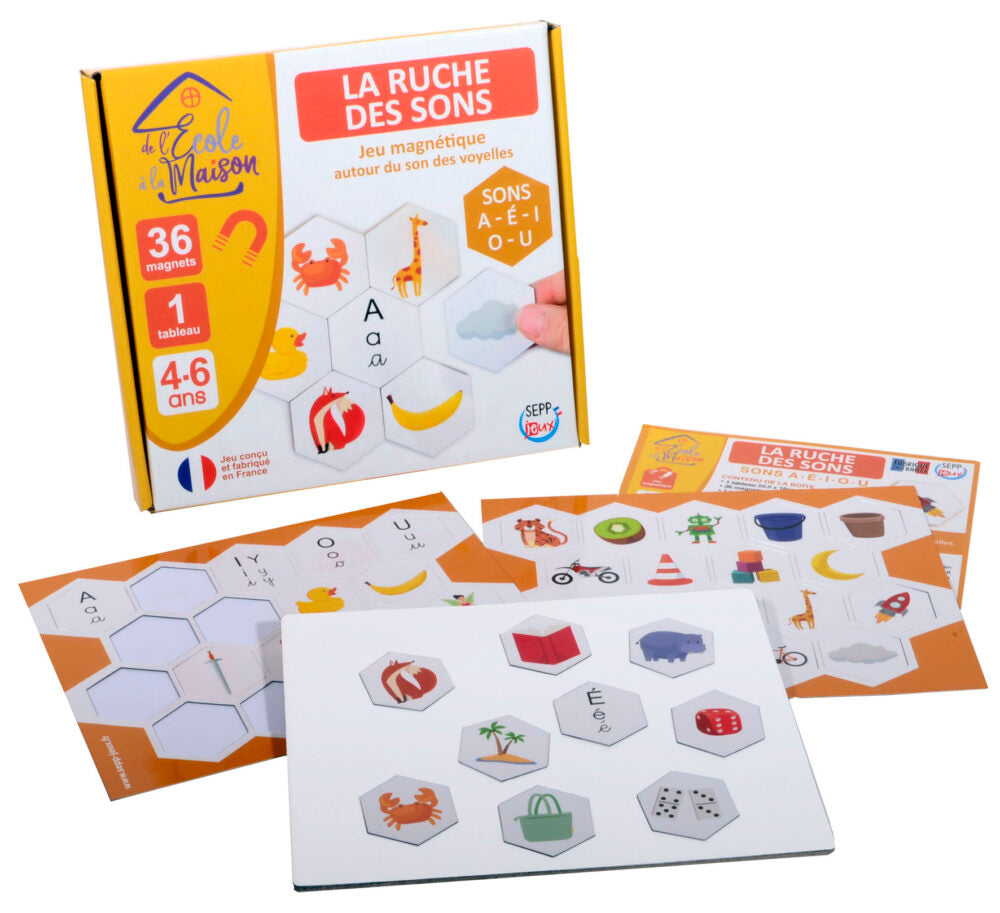 La Ruche des Sons Magnetic Learning Game - French Language Vowel Phonology Toy for Kids