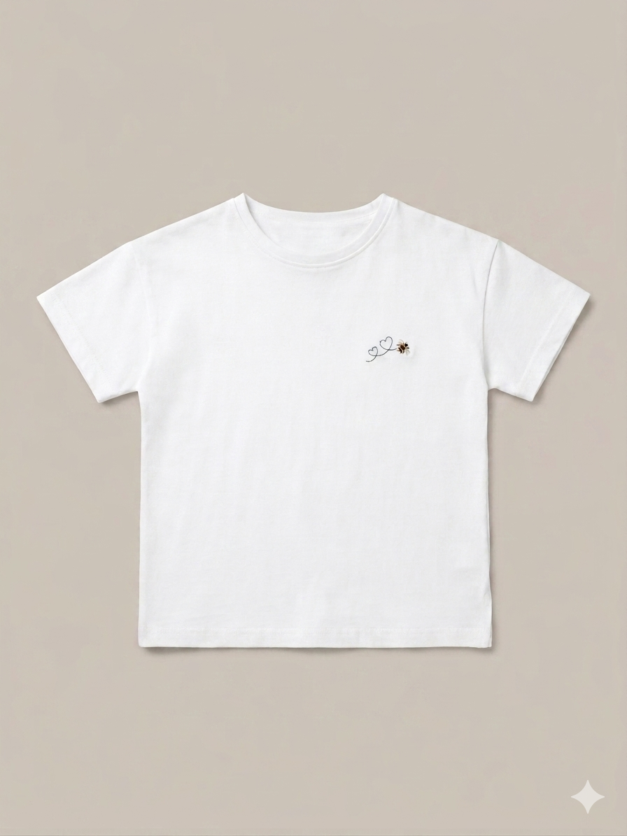 Bee Embroidered Cotton Tee for Kids | Handmade in Paris