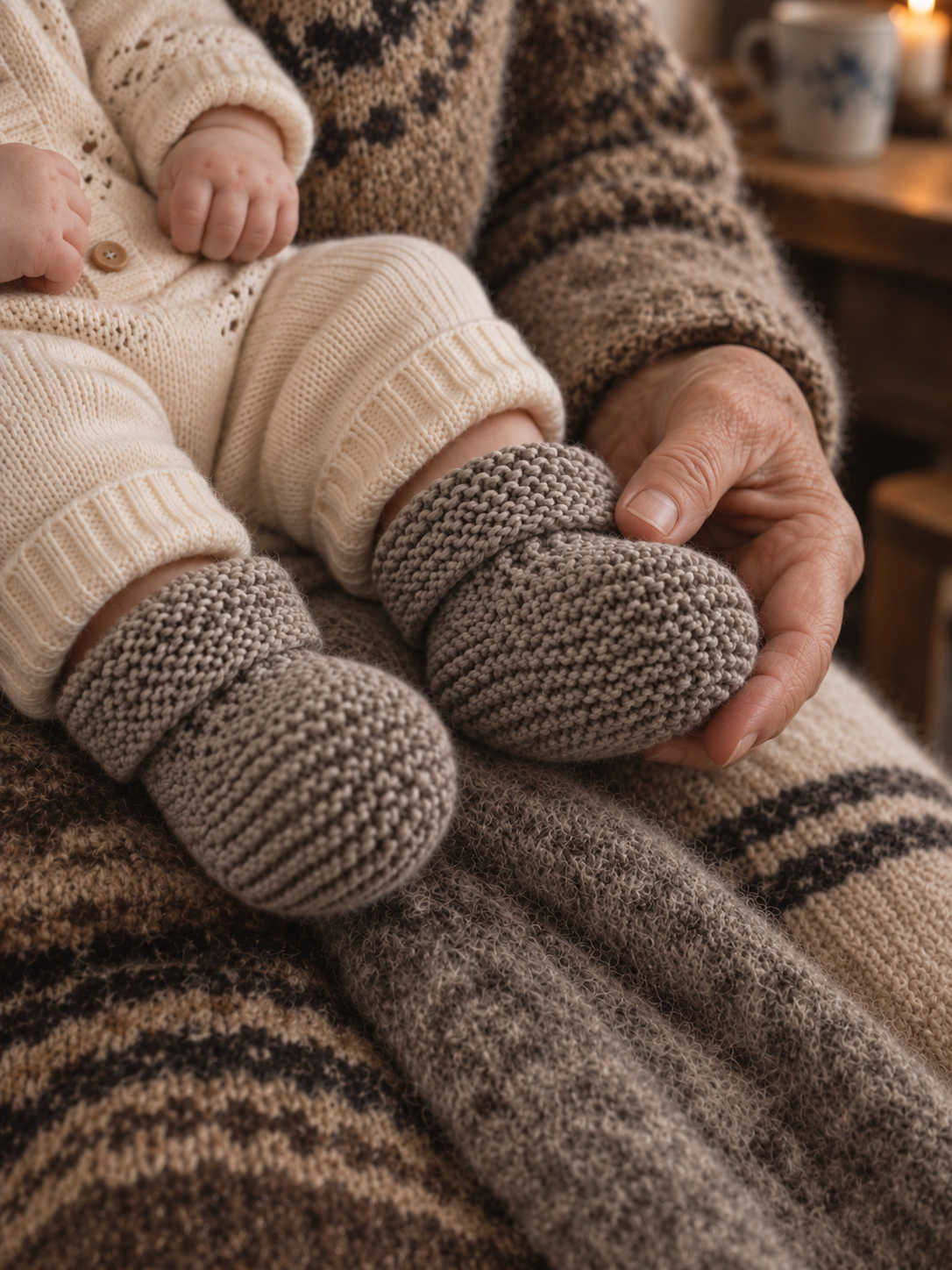 Hand Knitted Baby Booties | Gray