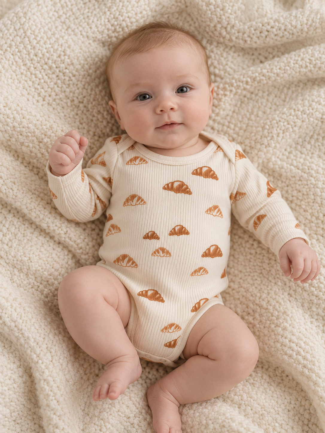 Babys' long sleeve organic CROISSANT bodysuit