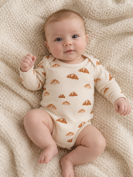 Babys' long sleeve organic CROISSANT bodysuit