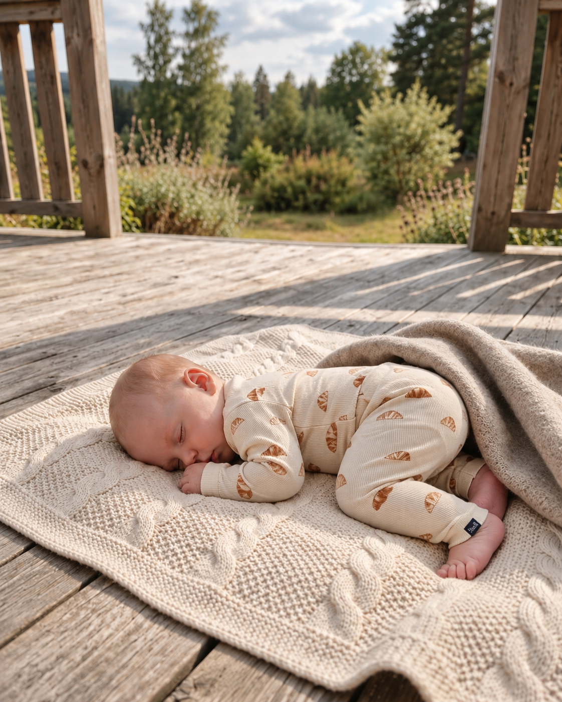Babys' long sleeve organic CROISSANT bodysuit