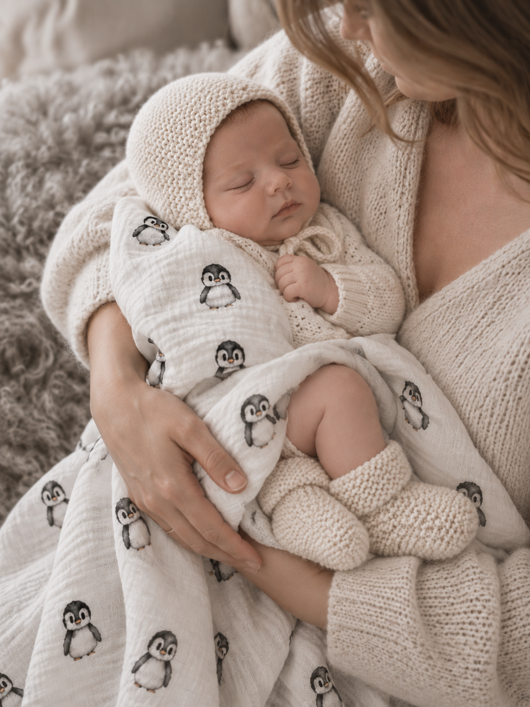 Hand Knitted Baby Booties | Natural White