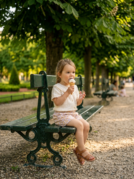Light Floral Cotton Poplin Shorts for Kids | Handmade in Paris