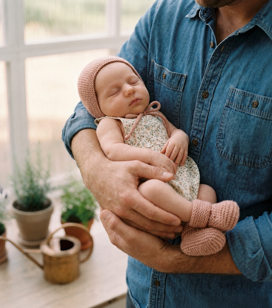 Hand Knitted Baby Bonnet | Apricot