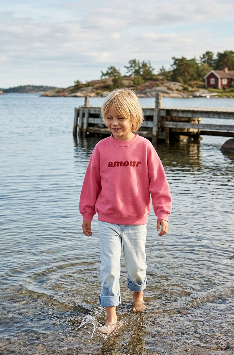Kids' AMOUR organic sweat - perfect pink
