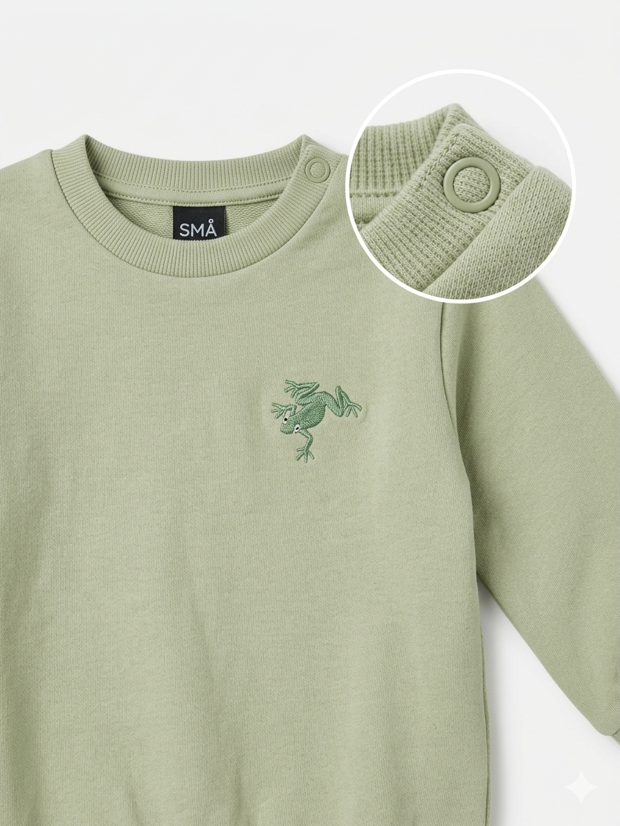 Organic Cotton Kids Sweatshirt with Frog Embroidery | Made in Paris