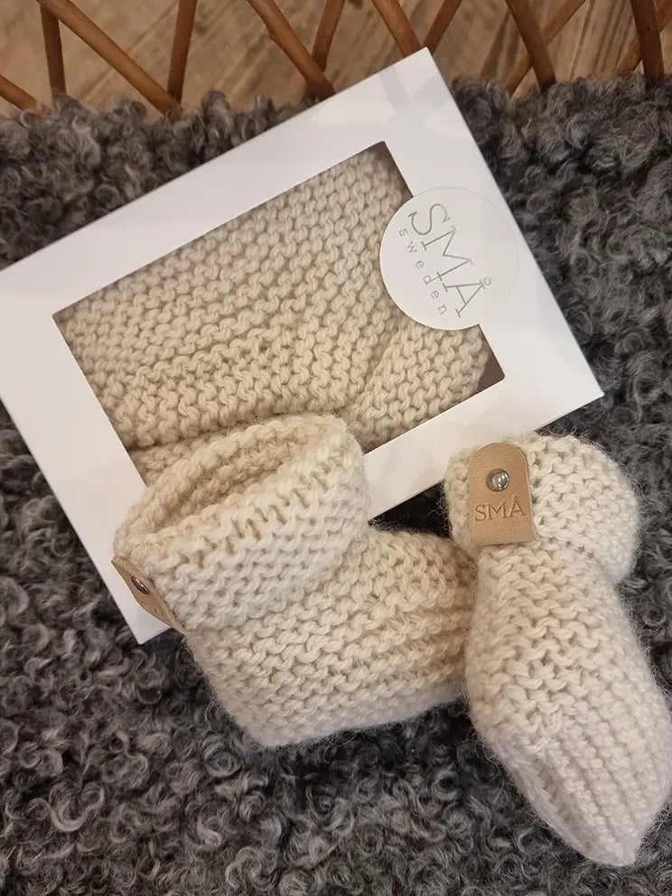 Hand Knitted Baby Booties | Natural White