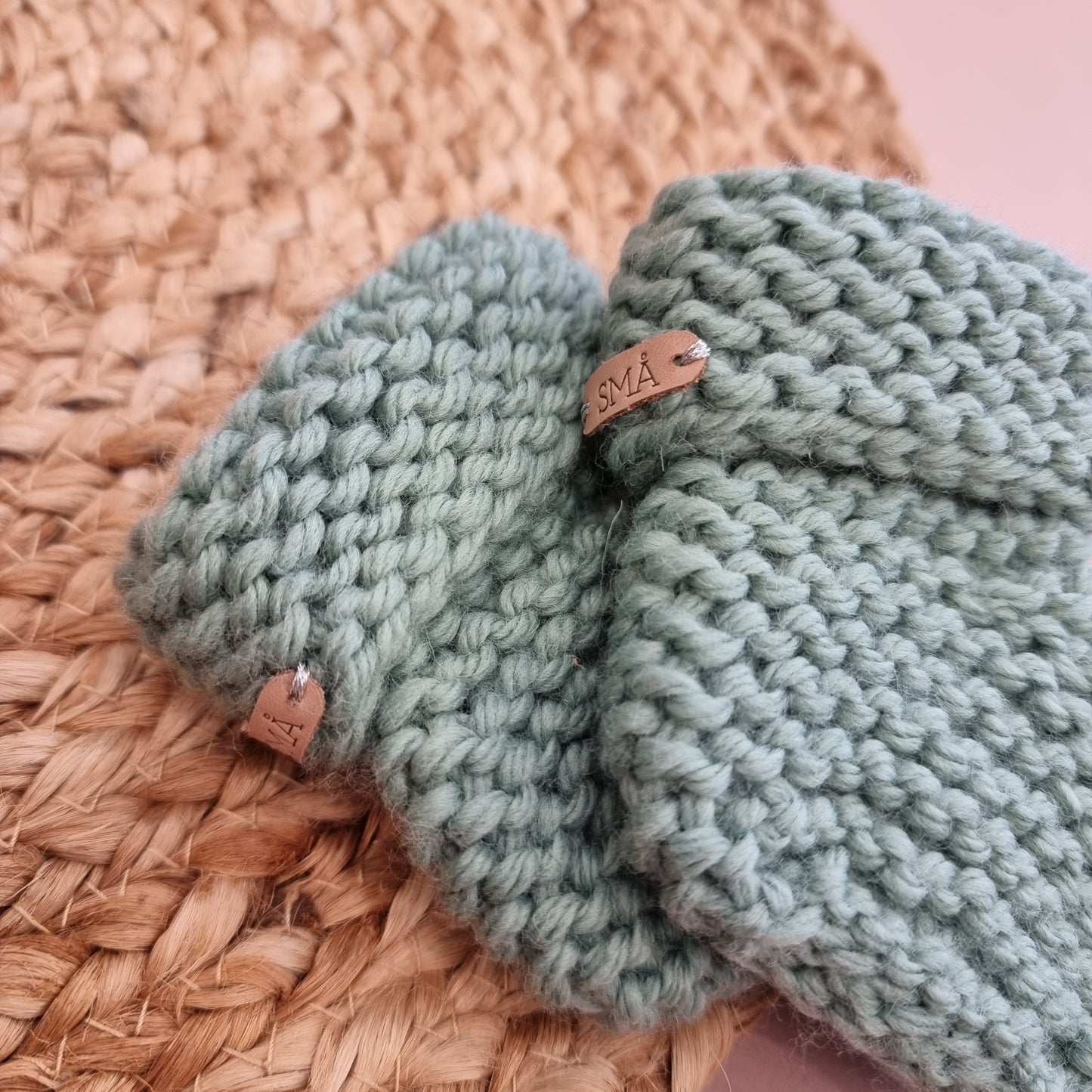 CHUBBY hand knitted booties - sage
