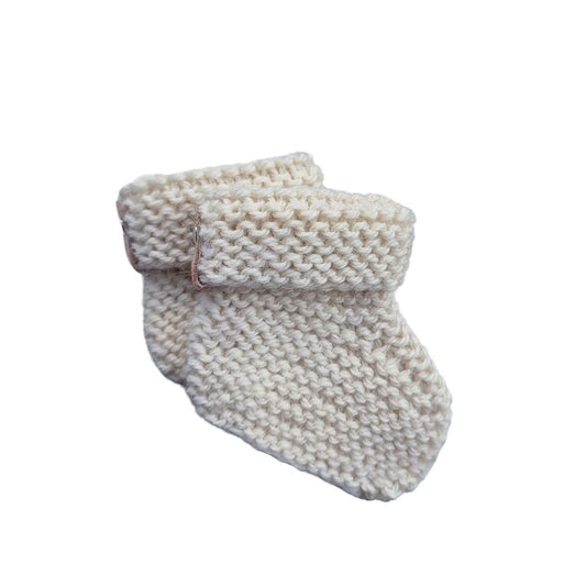 CRIA hand knitted booties - natural white